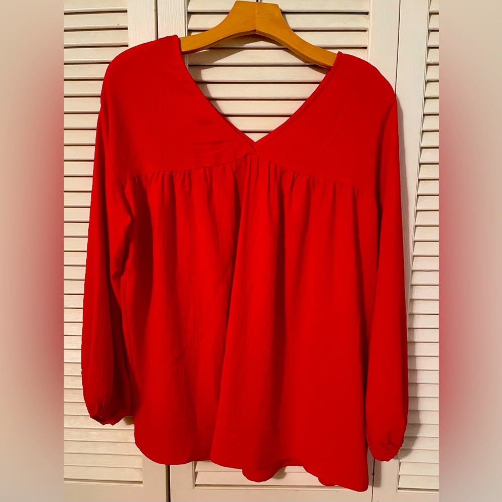 Never worn, Oddy v-neck red blouse; small; excellent condition